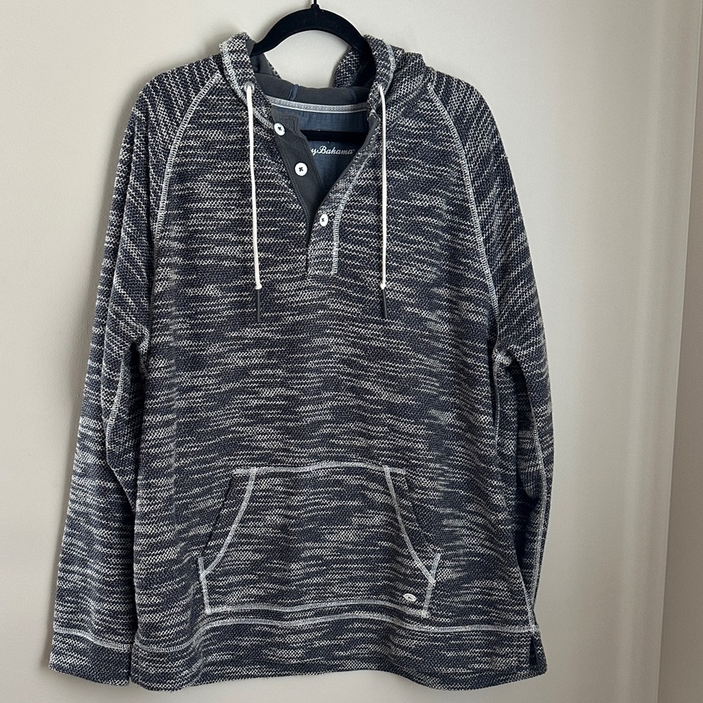 Tommy Bahama Men’s Gray and Off White Knit Hoodie